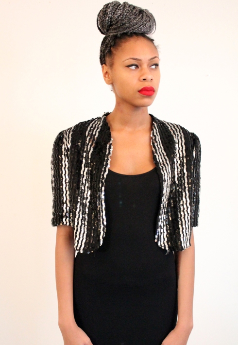 SILVER AND BLACK SEQUIN JACKET FRONT 2